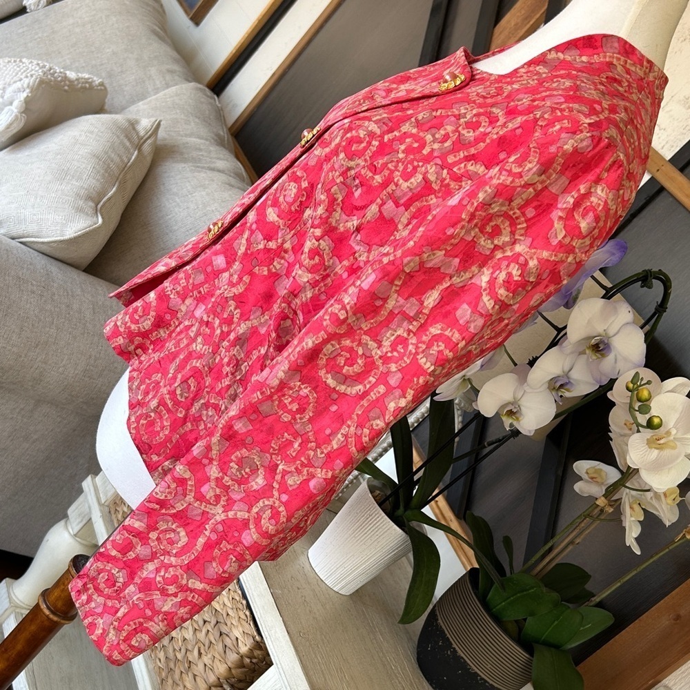 Vintage Japanese Silk Brocade Jacket Women Size 12 Pink Gold Elegant Statement - Picture 7 of 10